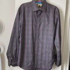 Purple and Gray Plaid Button-Up Shirt from ROBERT GRAHAM